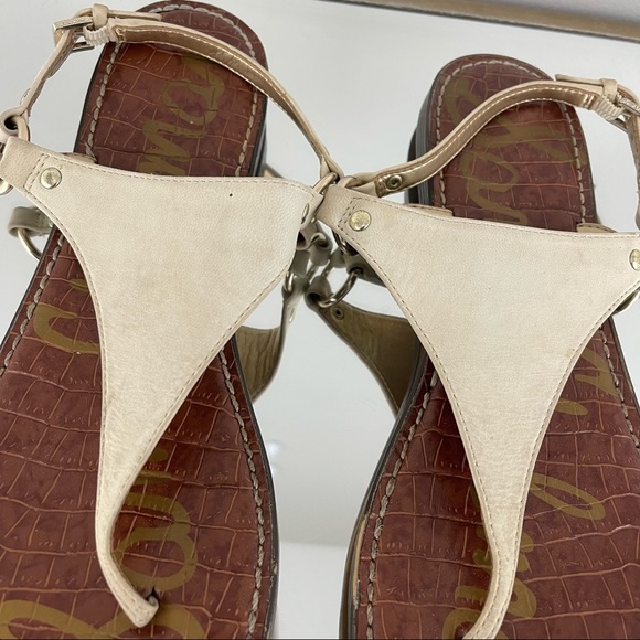 SAM EDELMAN Creme White Nubuck Leather Suede Greta Thong Sandal Flip Flops - Picture 8 of 12